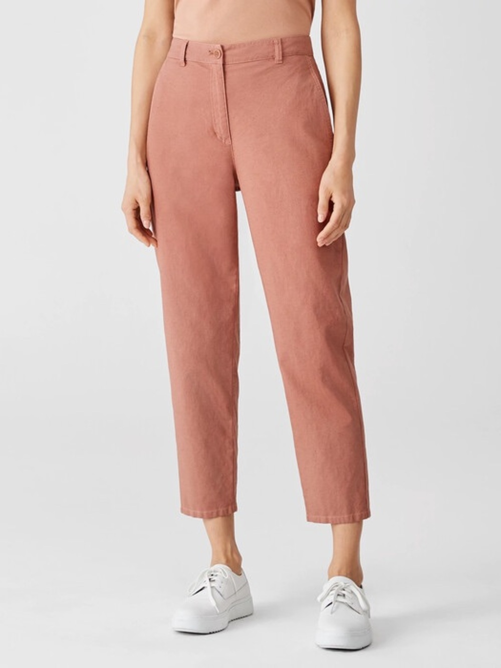 Eileen Fisher Cotton Hemp Stretch Tapered Pant Easy Fit, Ankle Length